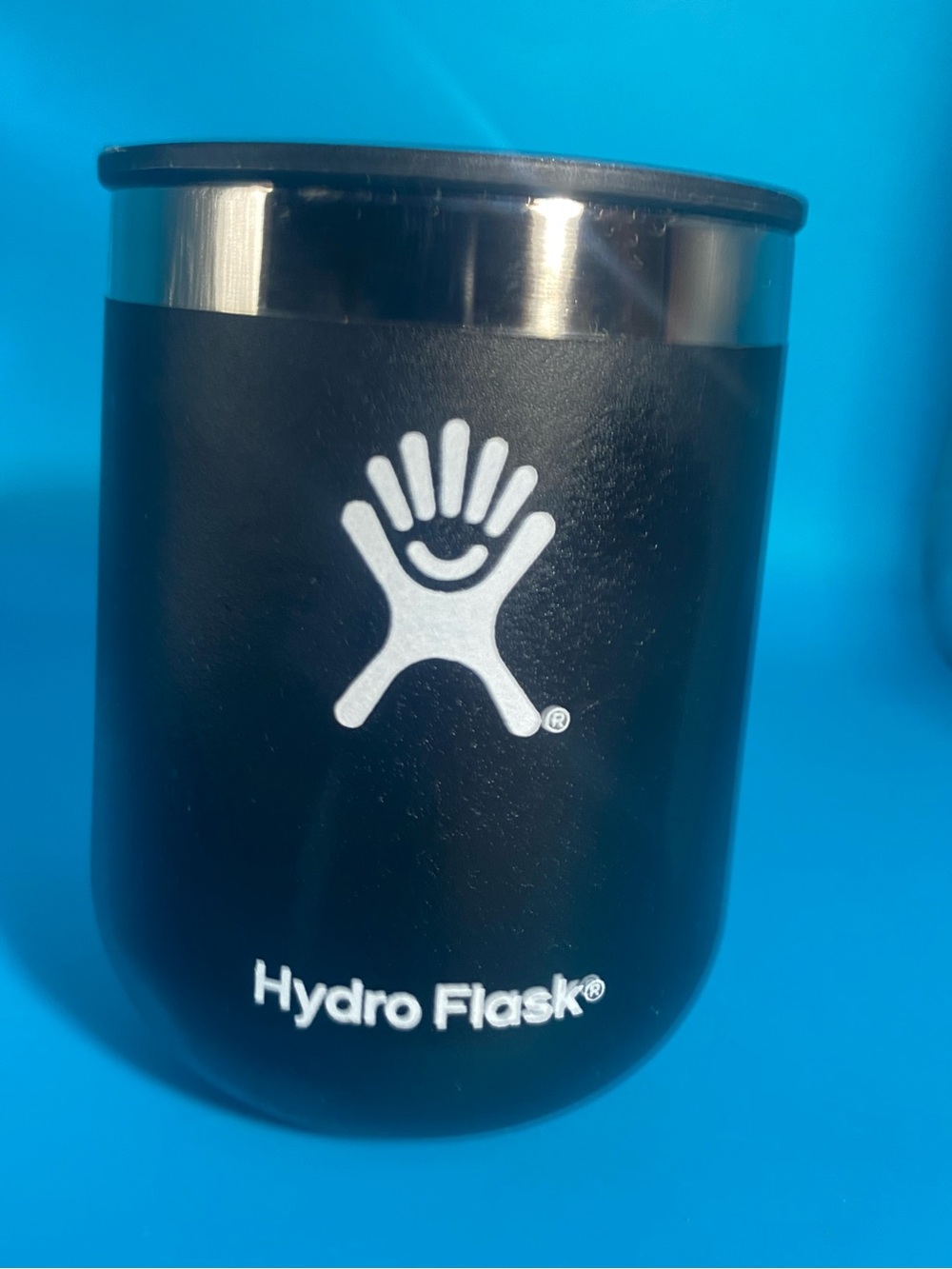 Hydro Flask 10oz black tumbler with press-in lid